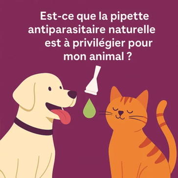 Illustration Est-ce que la pipette antiparasitaire naturelle est à privilégier pour mon animal, avec un chien, un chat et une pipette